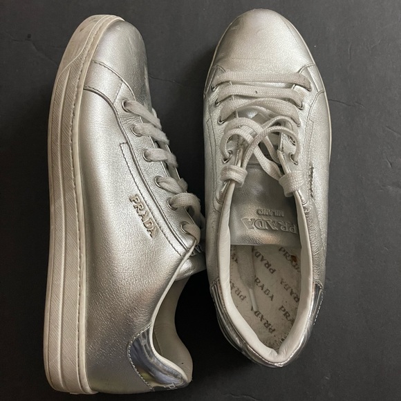 Prada silver sneakers - Picture 3 of 9